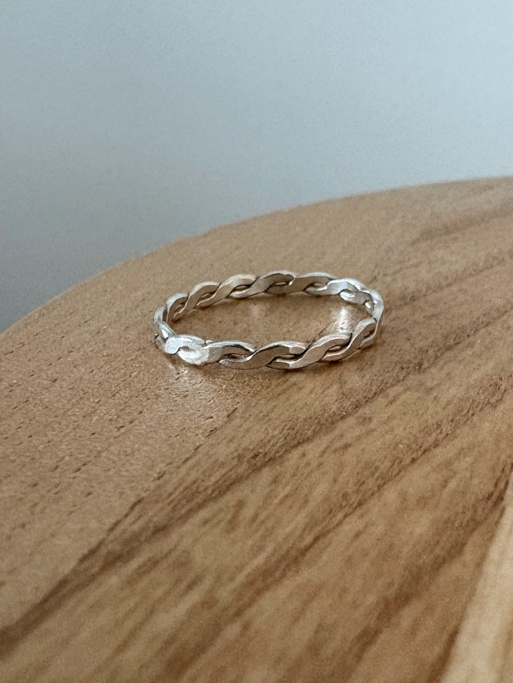 Woven Thin 925 Silver Band Ring
